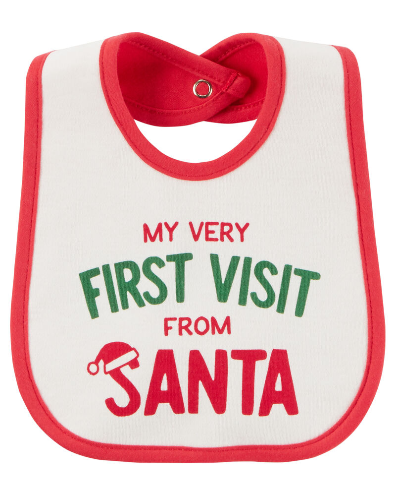 Carter/'s First Christmas Teething Bib Santa Reindeer Waterproof Brand New